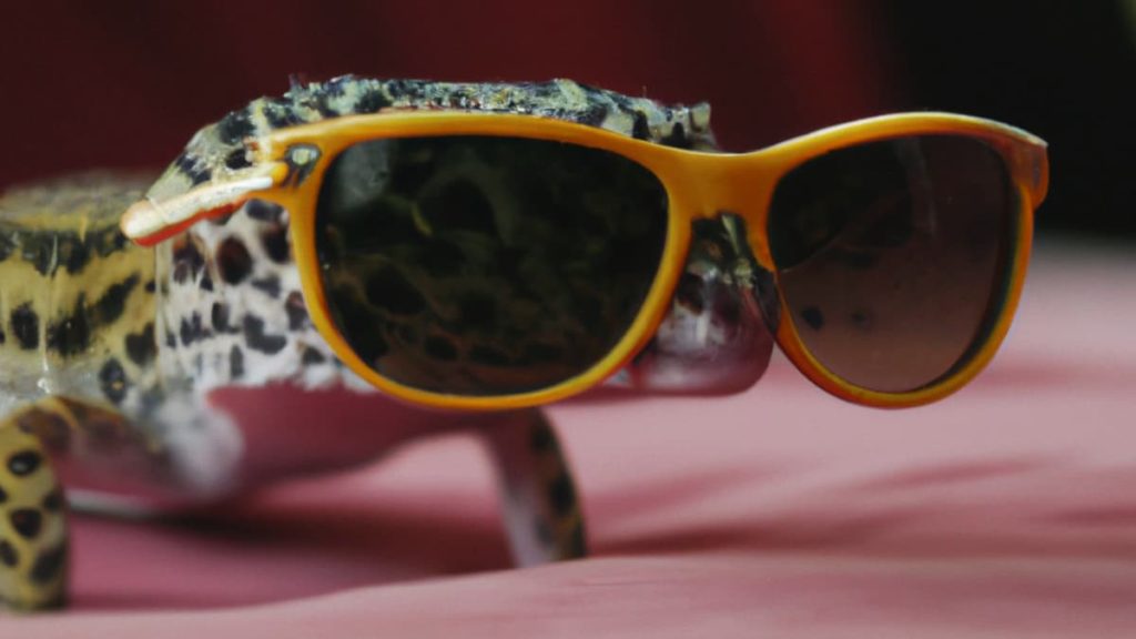 Geck in sunglasses enjoying the lighting for his enclosure